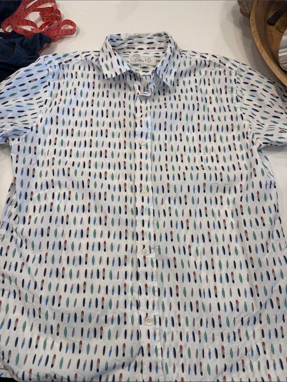 Boy’s Short Sleeved Dress Shirt with Surf Boards